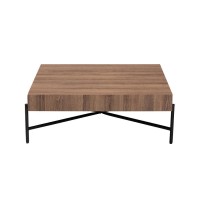 Baxton Studio Savion Modern Industrial Walnut Brown Finished Wood and Black Metal Coffee Table