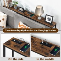 Mahancris Console Table With Power Outlet 709 Narrow Sofa Table Industrial Entryway Table With Usb Ports Behind Couch Tabl