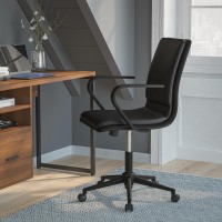 James MidBack Designer Executive LeatherSoft Office Chair with Black Base and Arms Black