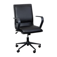 James MidBack Designer Executive LeatherSoft Office Chair with Black Base and Arms Black