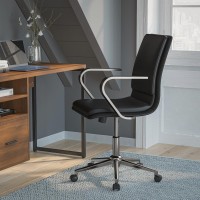 James MidBack Designer Executive LeatherSoft Office Chair with Brushed Chrome Base and Arms Black