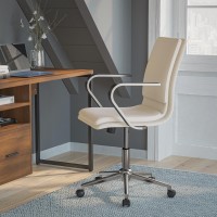 James MidBack Designer Executive LeatherSoft Office Chair with Brushed Chrome Base and Arms Taupe