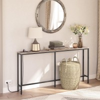 Mahancris Console Table With Power Outlet 63 Narrow Sofa Table Industrial Entryway Table With Usb Ports Behind Couch Table