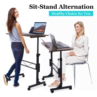 Standing Desk Adjustable Height Mobile Stand Up Desk With Wheels Small Computer Desk Rolling Desk Portable Laptop Desk Rustic