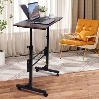 Standing Desk Adjustable Height Mobile Stand Up Desk With Wheels Small Computer Desk Rolling Desk Portable Laptop Desk Rustic