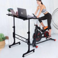 Standing Desk Adjustable Height Mobile Stand Up Desk With Wheels Small Computer Desk Rolling Desk Portable Laptop Desk Black S