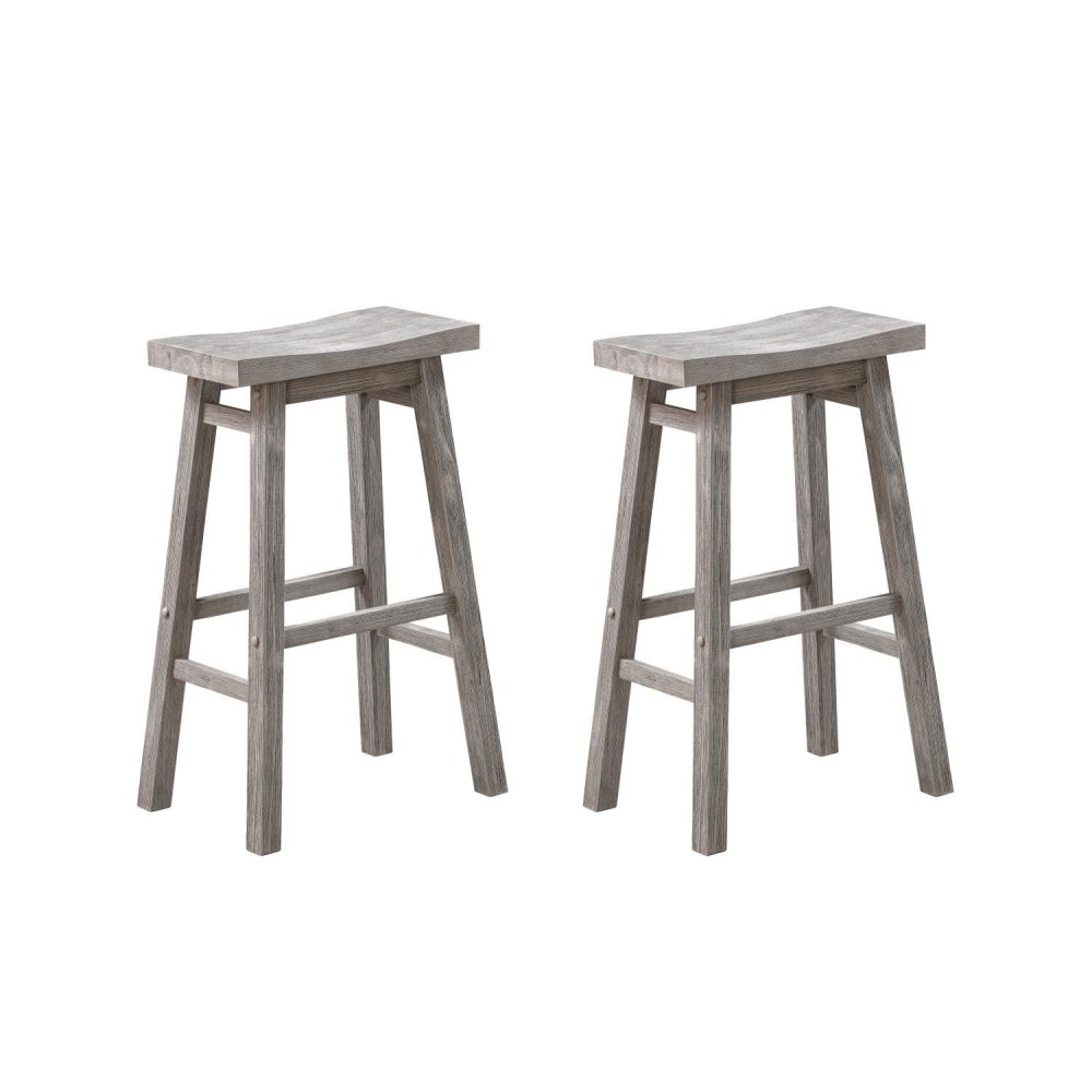 Boraam Sonoma Backless Saddle Kitchen Bar Stools Storm Gray Wirebrush Set Of 2