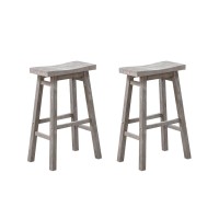 Boraam Sonoma Backless Saddle Kitchen Bar Stools Storm Gray Wirebrush Set Of 2