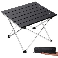 Grope Portable Camping Table With Aluminum Table Top, Folding Beach Table Easy To Carry, Prefect For Outdoor, Picnic, Bbq, Cooking, Festival, Beach, Home Use (Black-M)