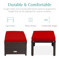 Best Choice Products Set Of 2 Wicker Ottomans Multipurpose Outdoor Furniture For Patio Backyard Additional Seating Footrest