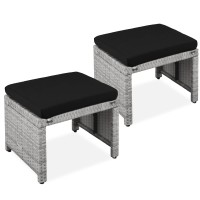 Best Choice Products Set Of 2 Wicker Ottomans Multipurpose Outdoor Furniture For Patio Backyard Additional Seating Footrest