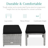 Best Choice Products Set Of 2 Wicker Ottomans Multipurpose Outdoor Furniture For Patio Backyard Additional Seating Footrest