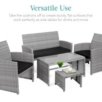 Best Choice Products Set Of 2 Wicker Ottomans Multipurpose Outdoor Furniture For Patio Backyard Additional Seating Footrest