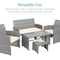 Best Choice Products Set Of 2 Wicker Ottomans Multipurpose Outdoor Furniture For Patio Backyard Additional Seating Footrest