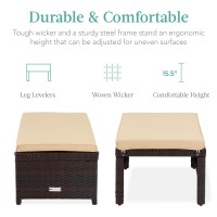 Best Choice Products Set Of 2 Wicker Ottomans Multipurpose Outdoor Furniture For Patio Backyard Additional Seating Footrest