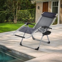 Monibloom Stable Folding Chair Outdoor Lounge Chair Beach Pool Lawn Recliner Sunbathing Chair With Detachable Soft Cushion Pil