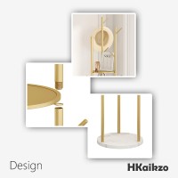 Hkaikzo Gold Coat Rack Stand Metal Coat Racks Tree Hanger Freestanding With 3 Storage Shelves And 9 Highgrade Hooks And Stable