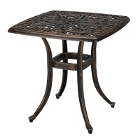 Vingli 21 Cast Aluminum Outdoor Side Table All Weather Round Patio Coffee Table Porch Table Outdoor Bistro Table Outdoor End