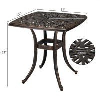 Vingli 21 Cast Aluminum Outdoor Side Table All Weather Round Patio Coffee Table Porch Table Outdoor Bistro Table Outdoor End