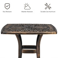 Vingli 21 Cast Aluminum Outdoor Side Table All Weather Round Patio Coffee Table Porch Table Outdoor Bistro Table Outdoor End