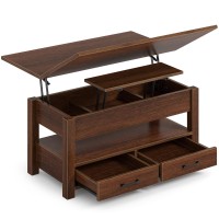 Rolanstar Coffee Table Lift Top, Multi-Function Convertible Coffee Table With Drawers And Hidden Compartment, Coffee Table Converts To Dining Table For Living Room, Home Office,Espresso