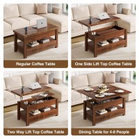 Rolanstar Coffee Table Lift Top, Multi-Function Convertible Coffee Table With Drawers And Hidden Compartment, Coffee Table Converts To Dining Table For Living Room, Home Office,Espresso