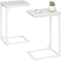 Qeeig C Table Side Table Set Of 2 Living Room Sets C Shaped Couch Tray End Tables Modern White 01730002Ww