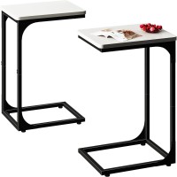 Qeeig C Table Side Table Set Of 2 Living Room Sets C Shaped Couch Tray End Tables Modern, Black And White (017-30Wb)