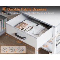 Odk Office Small Computer Desk Home Table With Fabric Drawers Storage Shelves Modern Writing Desk White 48X16