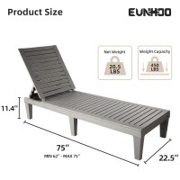 Eunhoo Outdoor Chaise Lounge Set Of 2 Adjustable Pool Lounge Chair With 5 Positions Backrest Waterproof Sun Loungers For Garde