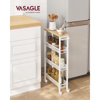 Vasagle Slim Rolling Cart 4Tier Storage Cart Narrow Cart With Handle 51 Inches Deep Metal Frame For Kitchen Dining Room