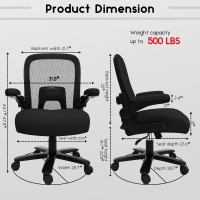 Ollega Big And Tall Office Chair 500Lbs, Ergonomic Office Chair With Adjustable Lumbar Support, Heavy Duty Mesh Desk Chair Wide Seat, Black Oversized Computer Chairs For Heavy People