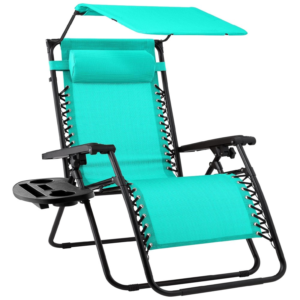 Best Choice Products Folding Zero Gravity Outdoor Recliner Patio Lounge Chair Wadjustable Canopy Shade Headrest Side Accessor