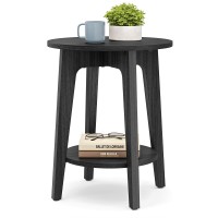 Vasagle Side Table Small Round End Table With Lower Shelf Nightstand For Small Spaces Living Room Bedroom Charcoal Gray Ule