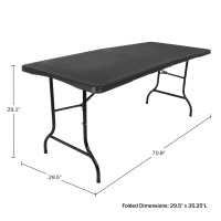 Everyday Home Folding Table - Lightweight Portable Folding Desk - 6-Foot-Long Plastic Table For Camping, Playing Cards, Parties, And Dining (Black)