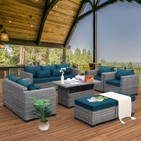 Rattaner Patio Furniture Set 7Piece Outdoor Furniture Sets Patio Couch Outdoor Chairs Storage Table With Nonslip Cushions And