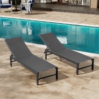 Crestlive Products Chaise Lounge Chair Outdoor Set Of 2 Aluminum Pool Lounge Chair Adjustable Fiveposition Tanning Recliner