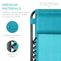 Best Choice Products Set Of 2 Adjustable Steel Mesh Zero Gravity Lounge Chair Recliners Wpillows And Cup Holder Trays Peacock