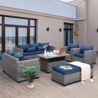 Rattaner 7Piece Outdoor Furniture Sets Patio Furniture Set Patio Couch Outdoor Chairs Storage Table With Antislip Cushions And