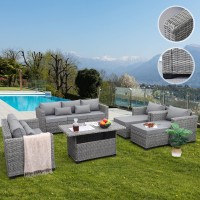 Rattaner 7Piece Outdoor Furniture Sets Patio Furniture Set Patio Couch Outdoor Chairs Storage Table With Nonslip Cushions And