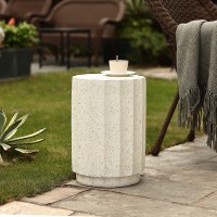 Luxenhome Outdoor Side Table 18 Inch Cement End Tables For Patio Garden Small Accent Decorative Stool Tree Stump Stool Plant