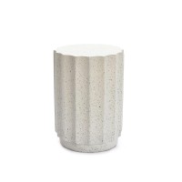 Luxenhome Outdoor Side Table 18 Inch Cement End Tables For Patio Garden Small Accent Decorative Stool Tree Stump Stool Plant