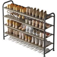 Ingiordar Shoe Rack 4 Tier Long Storage Organizer Wide Metal Shoe Shelf For Closet Entryway Bronze