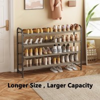 Ingiordar Shoe Rack 4 Tier Long Storage Organizer Wide Metal Shoe Shelf For Closet Entryway Bronze