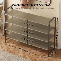 Ingiordar Shoe Rack 4 Tier Long Storage Organizer Wide Metal Shoe Shelf For Closet Entryway Bronze