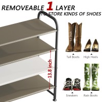 Ingiordar Shoe Rack 4 Tier Long Storage Organizer Wide Metal Shoe Shelf For Closet Entryway Bronze