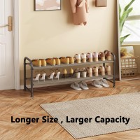 Ingiordar Shoe Rack 2 Tier Long Storage Organizer Wide Metal Shoe Shelf For Closet Entryway Bronze