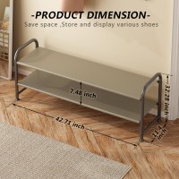 Ingiordar Shoe Rack 2 Tier Long Storage Organizer Wide Metal Shoe Shelf For Closet Entryway Bronze