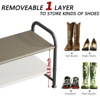 Ingiordar Shoe Rack 2 Tier Long Storage Organizer Wide Metal Shoe Shelf For Closet Entryway Bronze