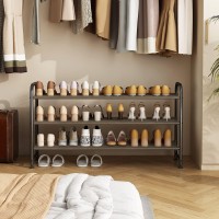 Ingiordar Shoe Rack 3 Tier Long Storage Organizer Wide Metal Shoe Shelf For Closet Entryway Bronze